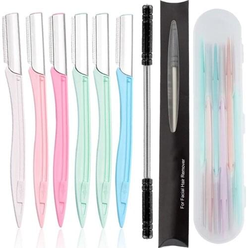 6PCS Eyebrow Shaver Portable Eyebrow Trimmer Face Eyebrow Hair Shaver Remover with Case & Facial Hair Remover Beauty Tools