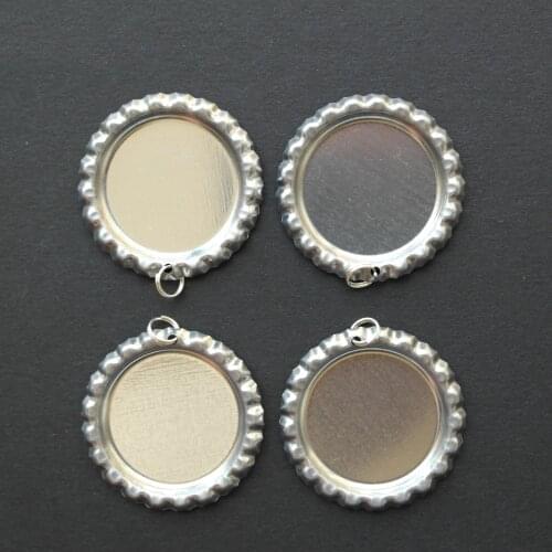 Free Shipping 700pcs Flattened Chrome Bottle Caps With Hole and Rings Made Of Tinplate For 1" Domes DIY Crafts Hair Bows Jewelry