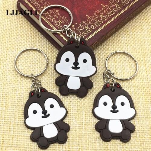 10pcs/lot PVC Lovely Squirrel Cartoon Key Chain Strap Trinket Key Ring Kids Toy Pendant Anime Animal Charms Key Holder ACT013