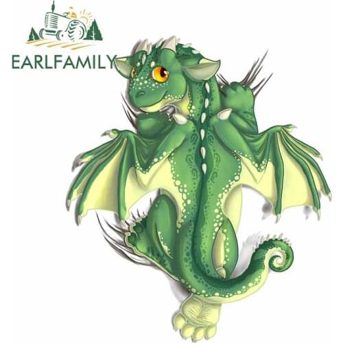 EARLFAMILY 13cm x 10.8cm for Dragon Green Double Car Stickers Surfboard Refrigerator Decal Laotop Waterproof VAN Car Assessoires