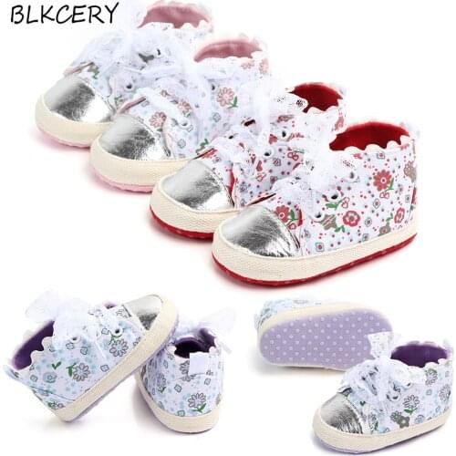 Baby Girl Shoes 1 Year Infant Tenis Infantil First Walkers Toddler Soft No-slip Lace Up Sneakers Newborn Footwear with Flowers