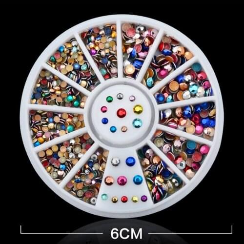 2017 Hot new 3D Round Acrylic Metal Nail Art Decoration Rhinestones Wheel Alloy Nail Studs Cell Phone Accessories 2mm and 3mm