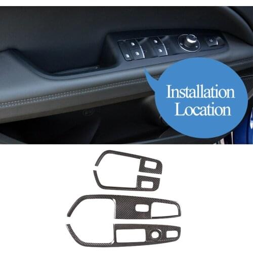 Left Hand Driver Real Carbon Fiber For Alfa Romeo Stelvio 2017-2020 Car Interior Window Lift Button Frame Cover Trim LHD