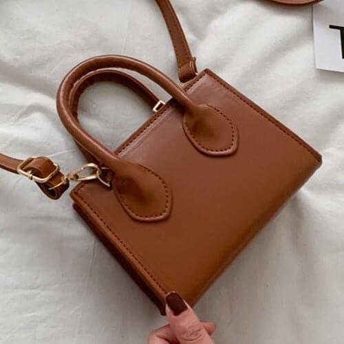 Mini Square Crossbody Bag For Women 2021 PU Leather Small Messenger Bag Elegant Shoulder Bag Designer Handbag Lady Purse