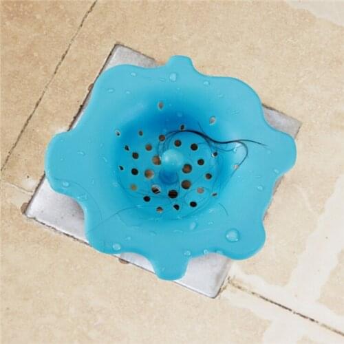 Fashion Hot Sink drain flower shape silicone sewer drain handle design hair bath floor filter sink strainer kitchen tool