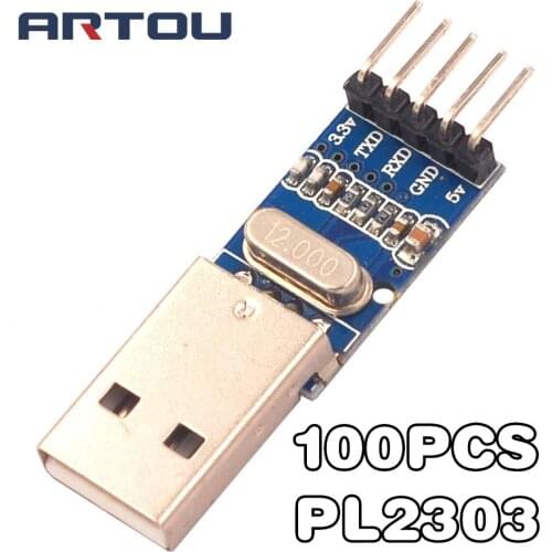 100pcs/lot PL2303 USB To RS232 TTL Converter Adapter Module with Dust-proof Cover PL2303HX for arduino
