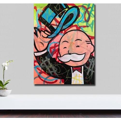 Monopoly Art Group Graffiti Pop Art Canvas Painting Print Living Room Home Decor Modern Wall Art Oil Painting Poster Unframed
