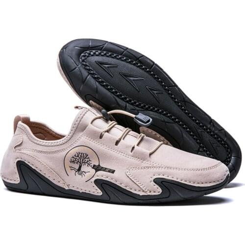 Men Casual Shoes Leather Fashion Men Sneakers Handmade Breathable Mens Loafers Moccasins Lightweight Boat Shoes Plus Size 38-48