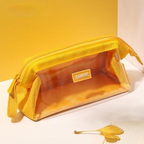 2021 New Large-capacity Transparent Simple Japanese Students with Multi-function Student Exam with Girl Heart Pencil Case