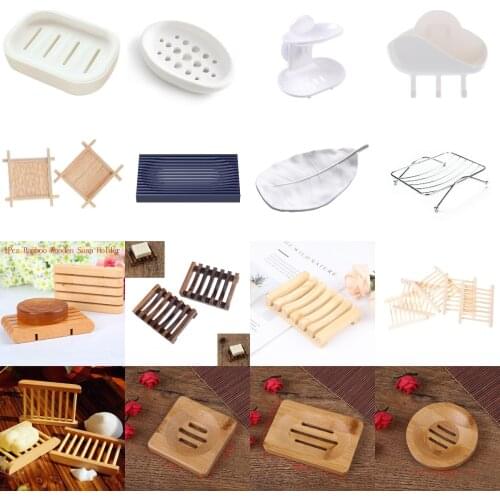Plastic/Natural Bamboo Wood Bathroom Shower SoapTray Dish Storage Holder Plate Container Beautiful Practical Soap Dishes