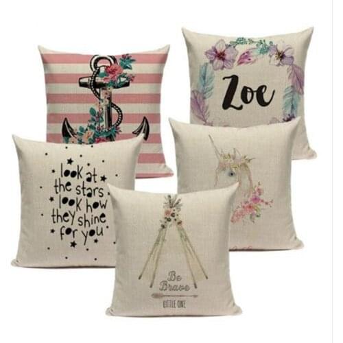 Gift Cotton Linen Nordic Art Pillow Creative Flamingo Cojines Lounger Printing Cushion Cover