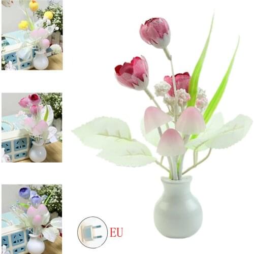 Romantic Tulip Shape Light Sensor Night Light for Bed Room Decor European Regulation