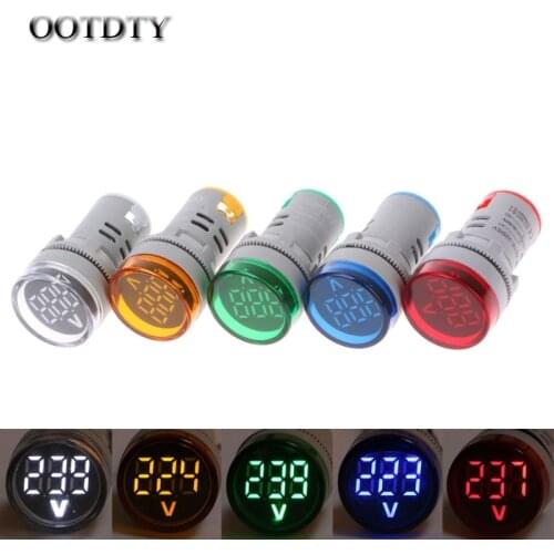 22mm LED Digital Display Gauge Volt Voltage Meter Indicator Signal Lamp Voltmeter Lights Tester Combo Measuring Range 60-500V AC