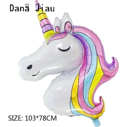 Dana Jiau Ma Caron color unicorn Aluminum foil Balloon Birthday Party Decorations kids toy Supplies Wedding Baby Shower flower