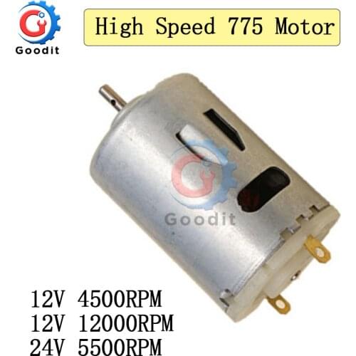 High Speed ​​Motor 775 DC 12V 4500RPM 12000RPM 24V 5500RPM Large torque DC motor Electric tool Electric Machinery Shaft Gear