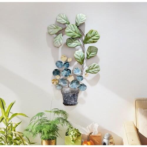 Nordic Style Restaurant Iron Art Green Plant Wall Decoration Living Room Modern Light Luxury Wall Decoration Creative Net Red