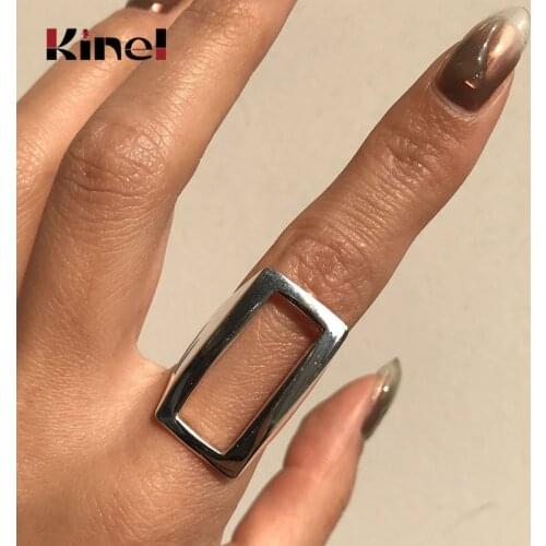 Kine Square Rings for Women Genuine 925 Sterling Silver Simple Design Open Ring Silver 925 Jewelry Fine Jewelry