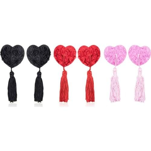 1 Pair Sexy Pasties Stickers Women Lingerie Rose Flower Tassel Breast Bra Nipple Cover Pads