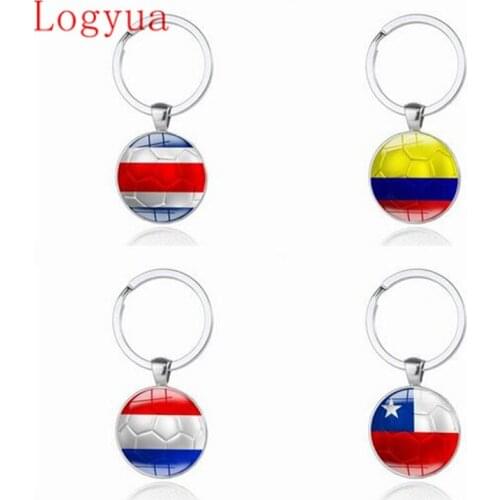 100pcs New 2018 Football Car Keychain Keyring For Mexico Greece England Colombia Chile Netherlands Costa Rica Flags