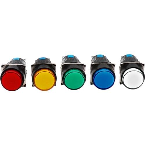 1NO1NC 12V 24V 220V momentary Illuminuted Maintain Push Button Switches 16MM Latching Push Button lam with light LA16 LED