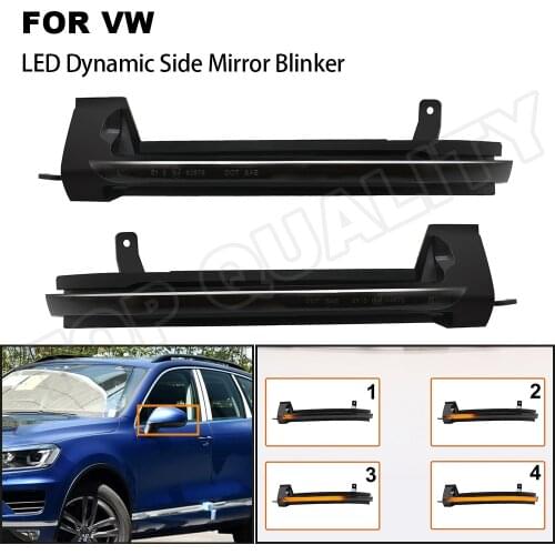 2PCS Dynamic Sequential LED Side Mirror Lights For VW Touareg II Mk2 2010 2011 2012 2013-2018 Arrow Turn Signal Blinker Lamps