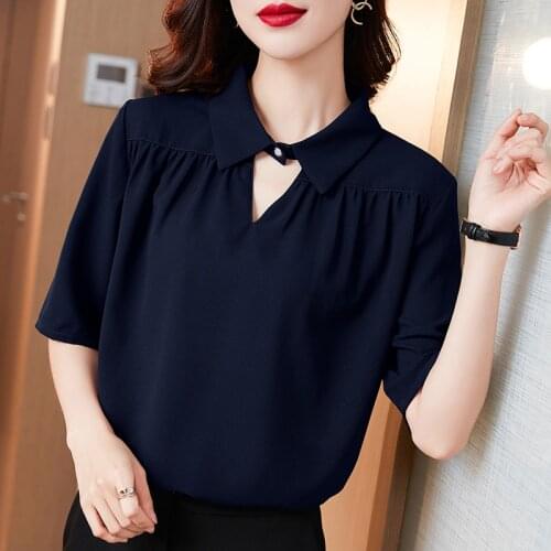 Blusas Mujer De Moda 2021 Chiffon Shirt Womens Summer New Short Sleeve Female Blusas Elegantes Plus Size 3XL Dropshipping 1007