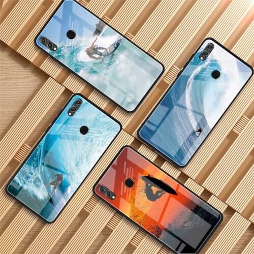 Sea surf Tempered Glass Phone Case For Huawei P20 P30 P40 P40 Lite Pro Psmart Mate 20 30 Cover Shell