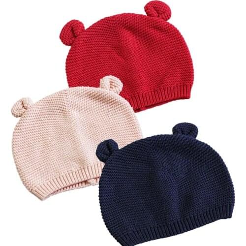 High quality 100% cotton baby hat Autumn Winter lovely baby hat 4 colors solid knitting cap