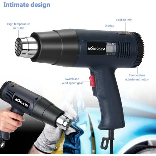2000W 220V EU Plug Electric Hot Air Gun Machine Digital LED Dual Wind Speed Stepless Thermostat Film Heating Hot Air Gun