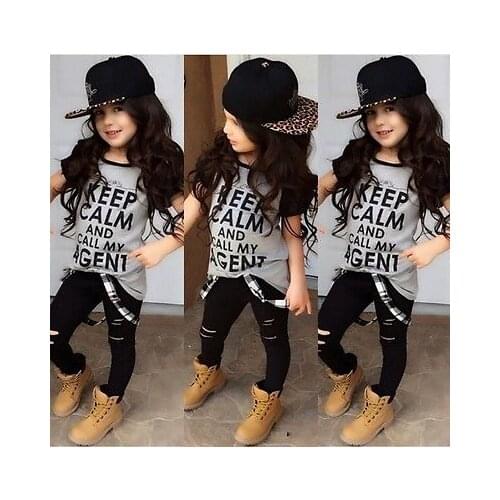 Toddler Kids Baby Girls Short Sleeve T-shirt Pants Leggings Outfits Clothes 2-7T Baby Girls Clothing Set Girl Clothes Set