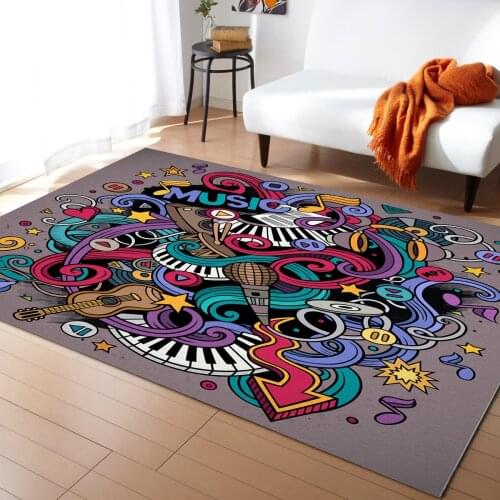 Graffiti Music Colorful Rock And Roll Carpets for Bedroom Home Decor Carpets Kawaii Rugs and Carpets for Home Living Room