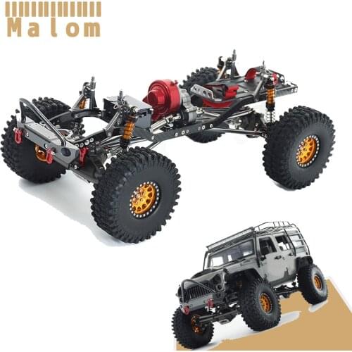 1/10 RC Crawler All Metal Frame Chassis Kit 312mm Wheelbase with Bumper 1.9 Beadlock Wheels Tires for SCX10 Rock Off Road Truck