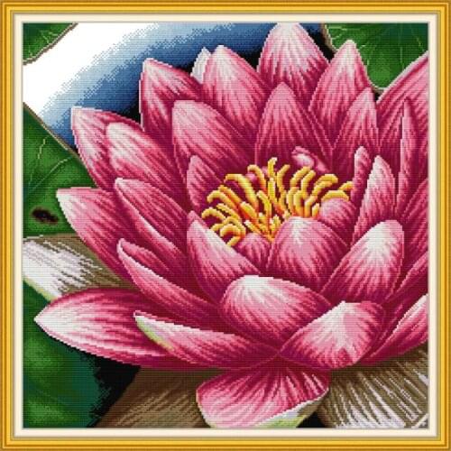 H865 Lotus 1 cross stitch kit aida 14ct 11ct count printed canvas stitches embroidery DIY handmade needlework