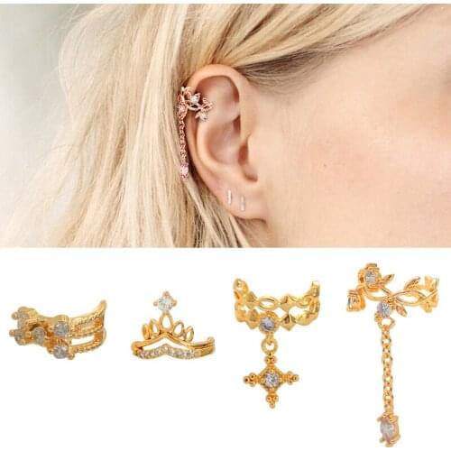 1PC CZ Ear Cuff No Piercing Conch Cuff Earrings for Women Fashion Adjustable Cartilage Helix Conch Fake Piercing Jewelry