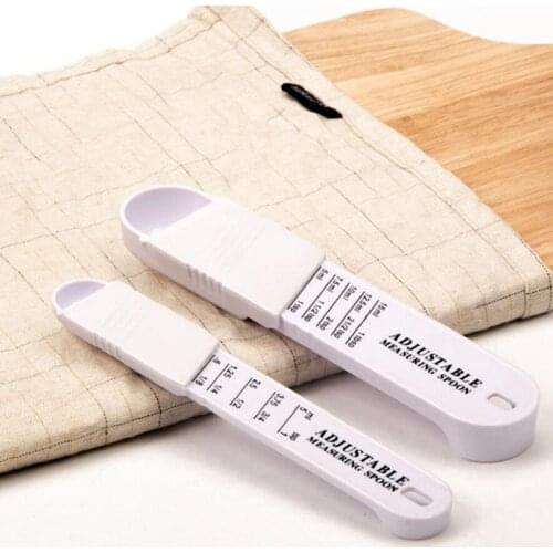 2pc Adjustable Kitchen Scale Plastic Teaspoon Measuring Spoon Kitchen Baking Accessories Scale Plastic Baking Quantitative Spoon