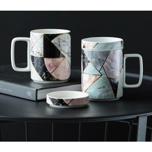 Creative marble irregular texture ceramic mug Brief abstract art office coffee cup