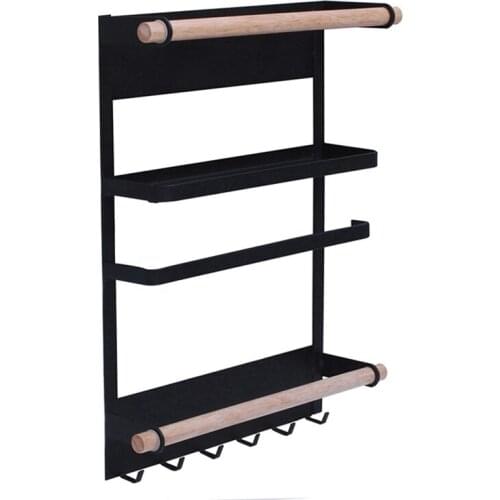 Kitchen Rack Fridge netic Organizer -Design Paper Towel Holder, Rustproof Spice Jars Rack, Heavy-duty Refrigerator Shelf Stor