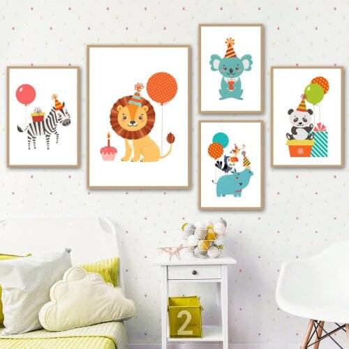 Cute Lion Zebra Koala Toucan Panda Nordic Posters And Prints Wall Art Canvas Painting Nursery Wall Pictures For Kids Room Decor