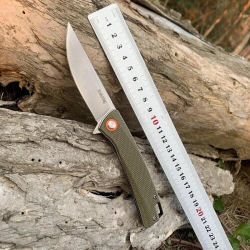 TUNAFIRE Multifunction D2 Folding Knife Portable Camping Mini Peeler Keychain Survival Outdoor Tool