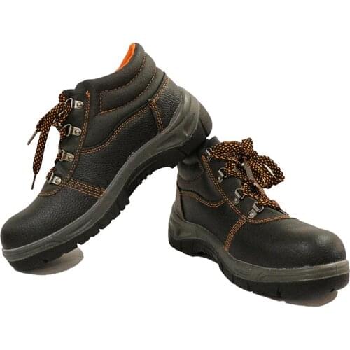 Fashion black PU leather safety shoes PU sole excavator safety shoes