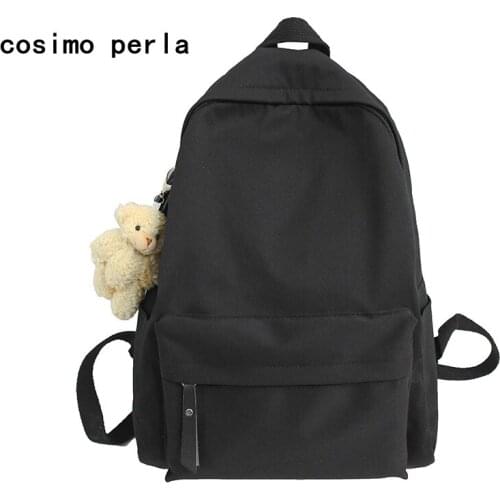 Solid Color Fashion Backpacks Cotton Women Backpack Anti-theft Shoulder Bag New School Bag for Teenage Boys Roomy Bagpack Female