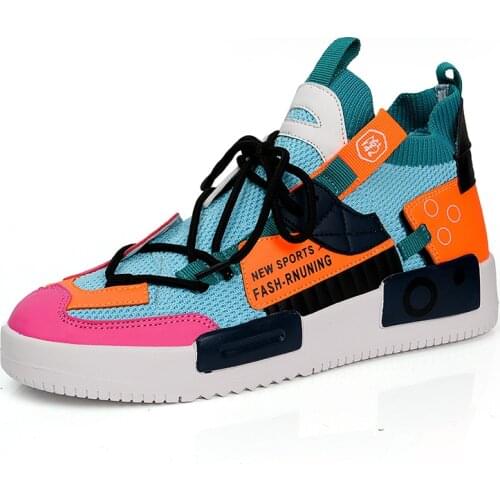 New Spring Autumn Men Outdoor Sock Skateboarding Flat Shoes Male High Top Walking Boots Boy Training Sports Gym Ankle Sneakers