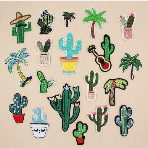 Cactus Cacti Barbary Fig Iron On Patches Badge Embroidered Applique Sewing Patch Clothes Stickers Garment Apparel Accessories