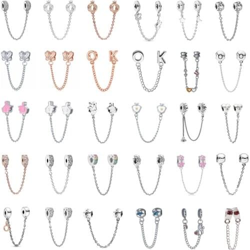 New Fashion Charm Original Beautiful Safety Chain Beads Suitable for Original Pandora Ladies Bracelet Jewelry Gift