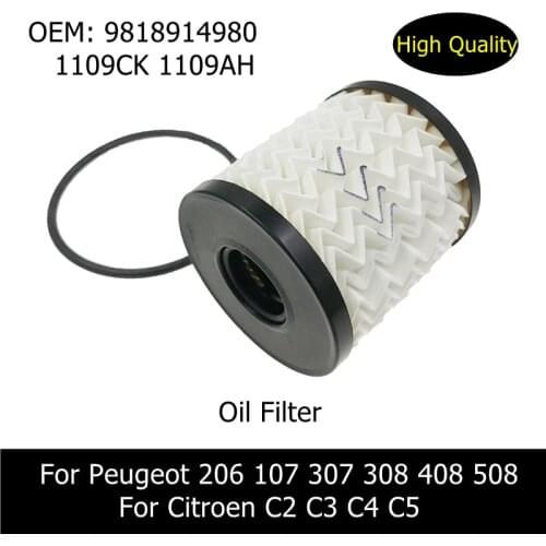OEM 9818914980 1109CK 1109AH Genuine Engine Oil Filter For Peugeot 206 107 307308 408 508 3008 Citroen C2 C3 C4 C5 DS4 DS5