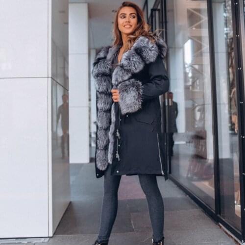 Real Fox Fur Collar Coat Coat Thick Leather Coat Natural Camouflage Winter Jacket Zipper WomenS Ladies Winter Heavy Coat Slim07