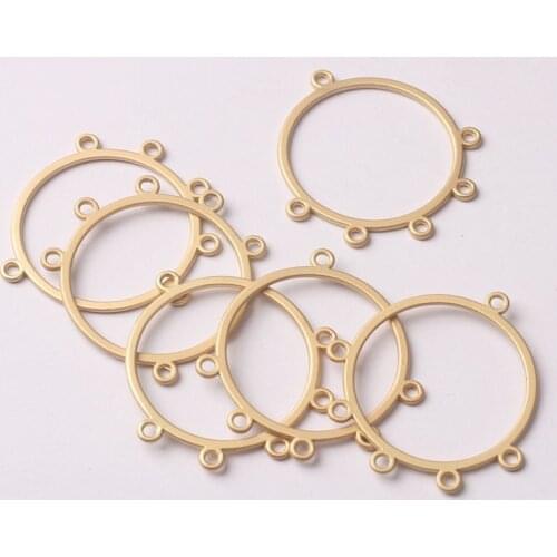 Zinc Alloy Charms Flat Golden Round Shape Hollow Circle Connector Charms 6pcs/lot For DIY Tassel Earrings Making Accessories