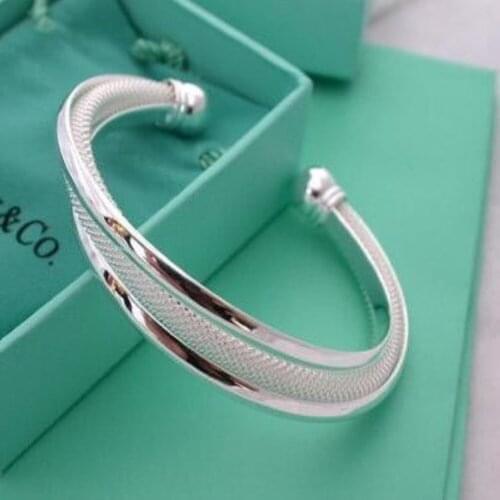 Factory direct sales Fine 925 Sterling Silver cuff bangles Bracelets for Women Fashion Wedding Party Christmas Gifts Jewelry