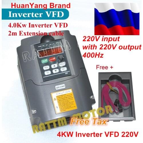 RU 4KW Variable Frequency Drive VFD Inverter 4HP-18A VSD 220V/AC Speed control for CNC Router Milling Machine spindle motor