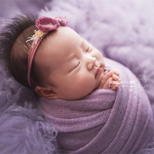 Lilac Newborn Girl Photography Props Knit Jersey Strech Wrap Sweater Baby Wrap Posing Fabric Newborn Layer Swaddle Blanket Prop